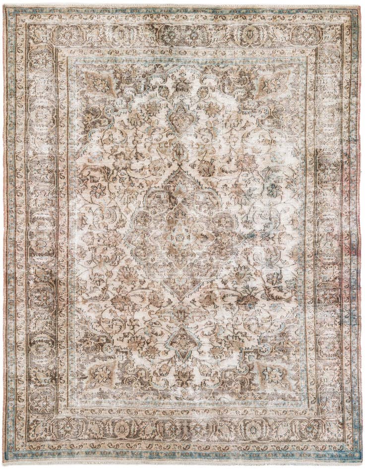 Detail image of 6' 4 x 9' 8 Hand Knotted Ultra Vintage Persian Wool Rug