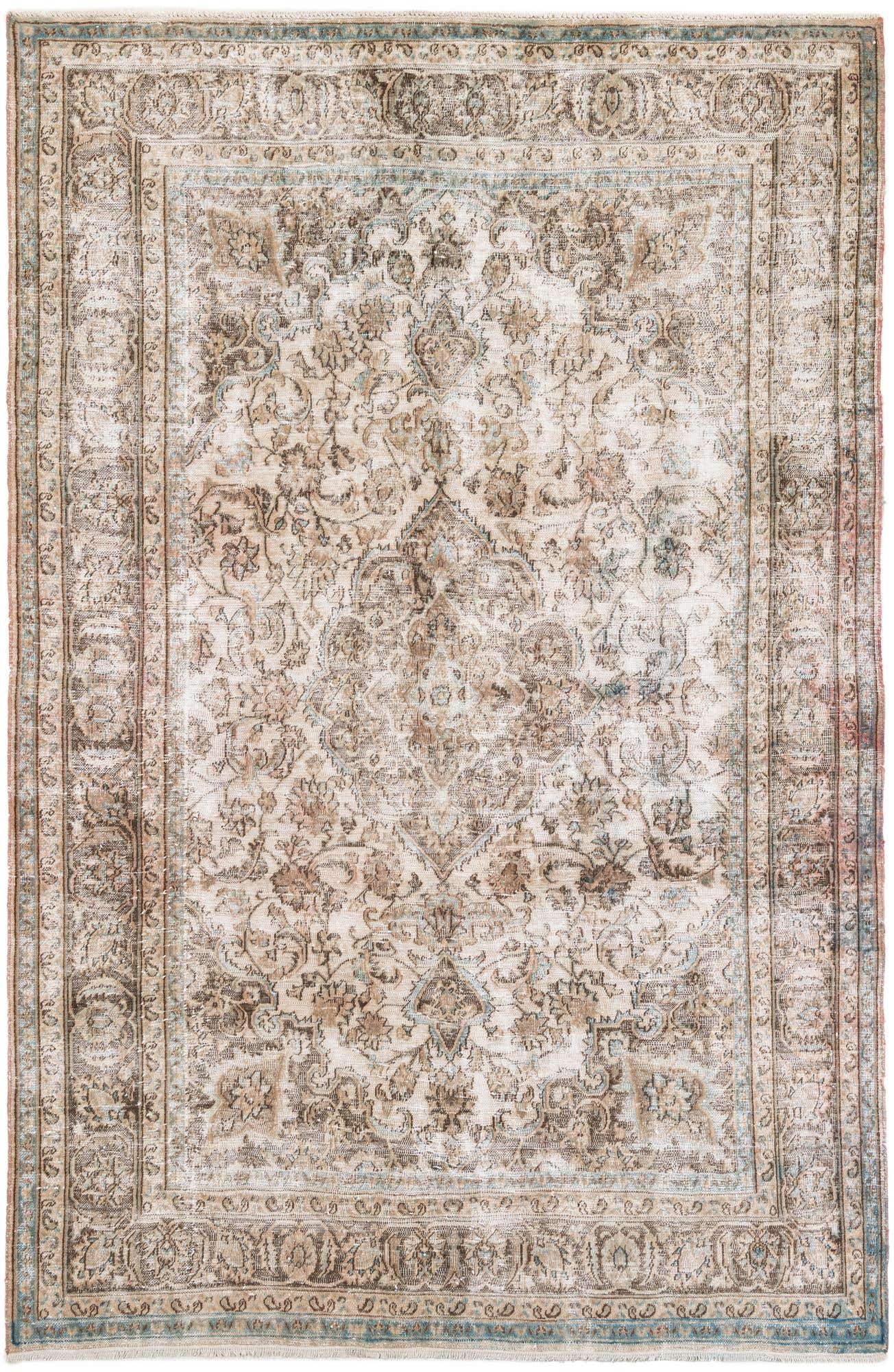 6' 4 x 9' 8 Hand Knotted Ultra Vintage Persian Wool Rug