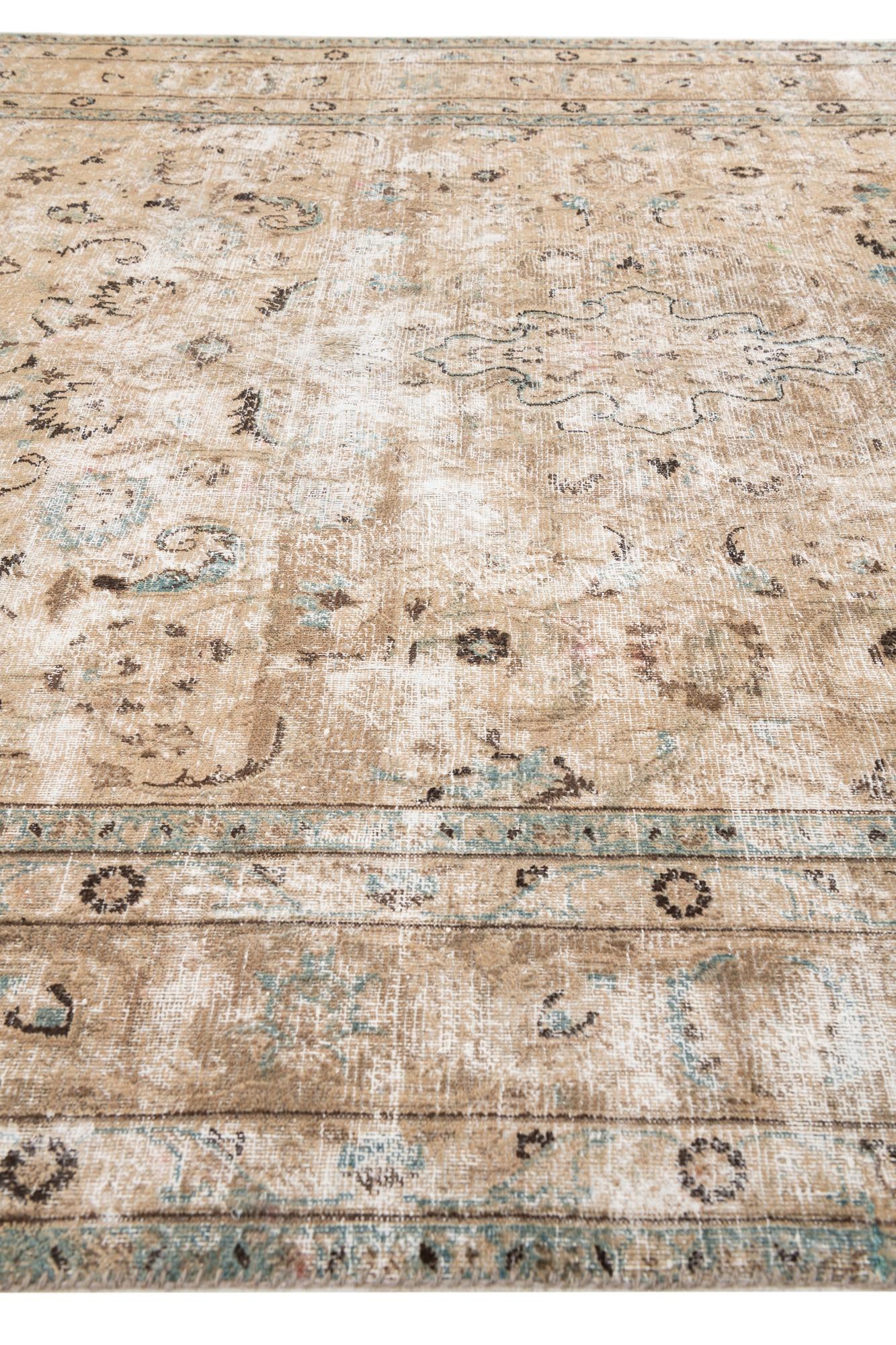 6' 3 x 10' 1 Hand Knotted Ultra Vintage Persian Wool Rug