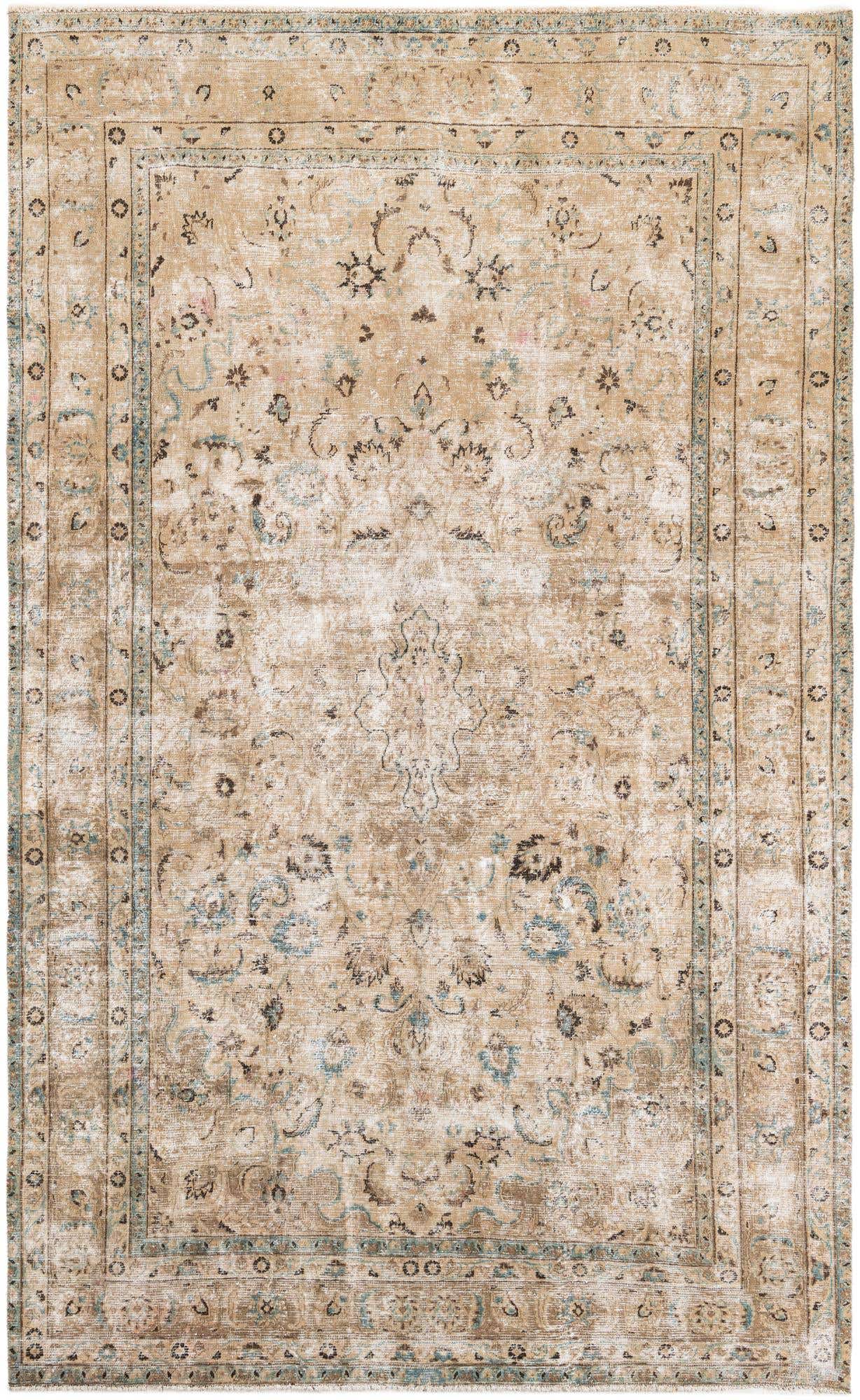 6' 3 x 10' 1 Hand Knotted Ultra Vintage Persian Wool Rug