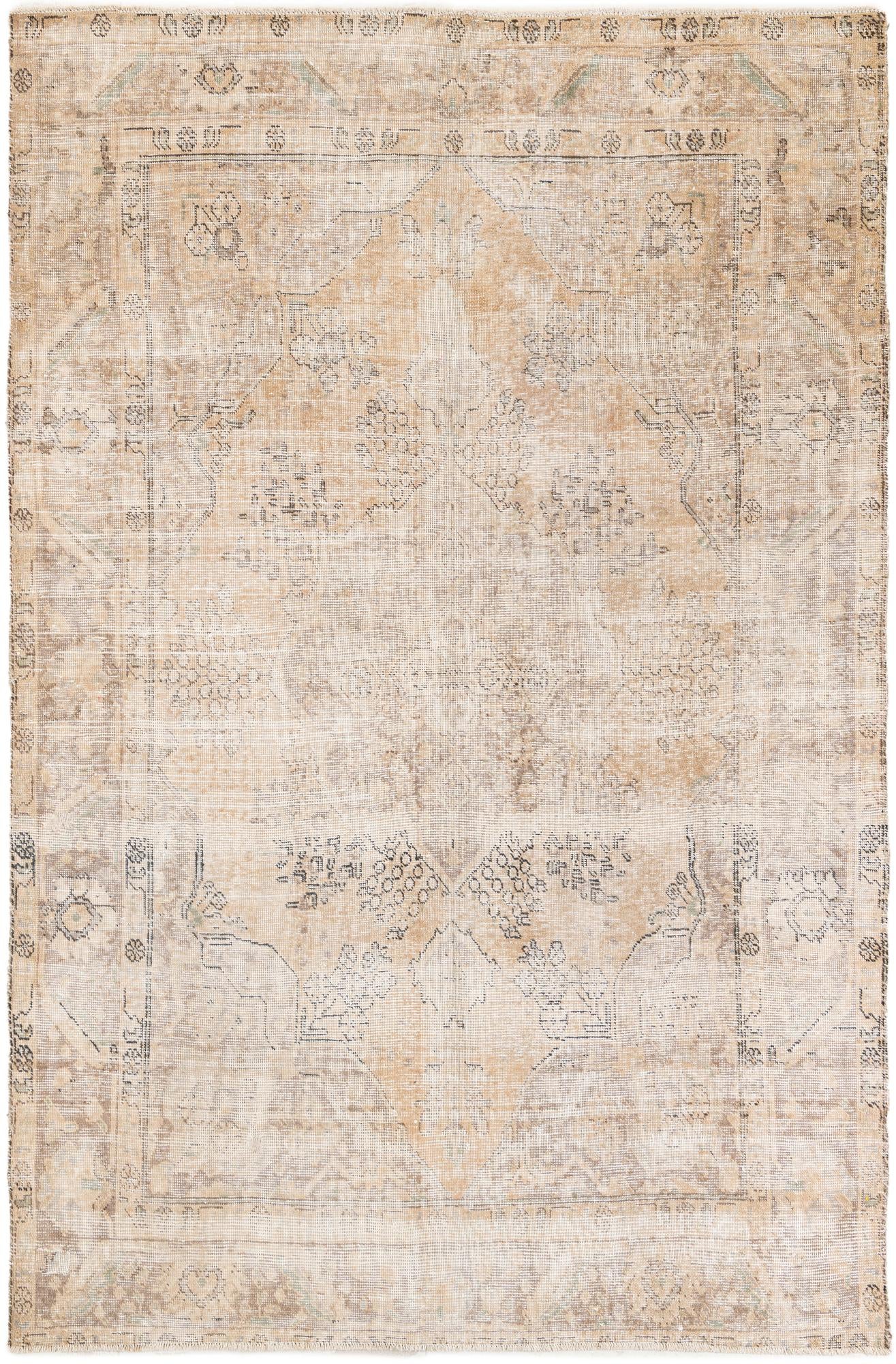6' 2 x 9' 1 Hand Knotted Ultra Vintage Persian Wool Rug