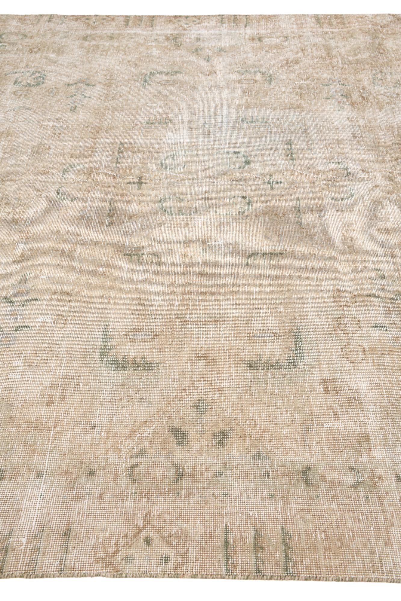 7' x 10' 9 Hand Knotted Ultra Vintage Persian Wool Rug