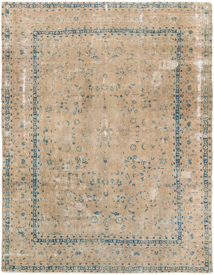 Detail image of 9' 6 x 12' Hand Knotted Ultra Vintage Persian Wool Rug