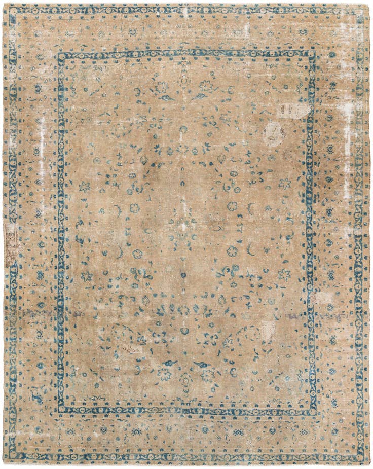 Detail image of 9' 6 x 12' Hand Knotted Ultra Vintage Persian Wool Rug