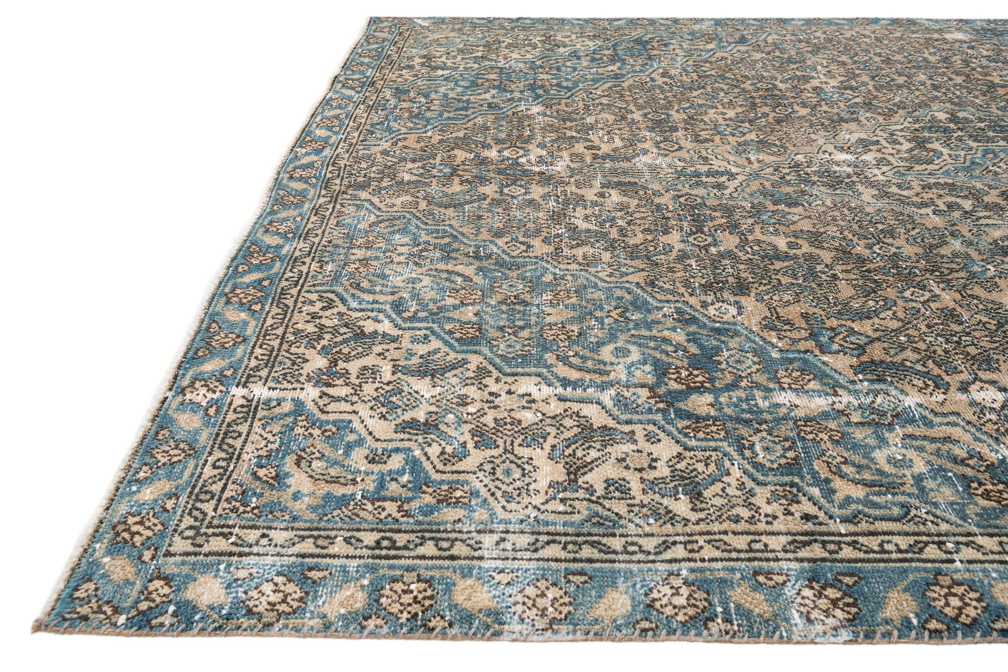 6' 7 x 8' Hand Knotted Ultra Vintage Persian Wool Rug