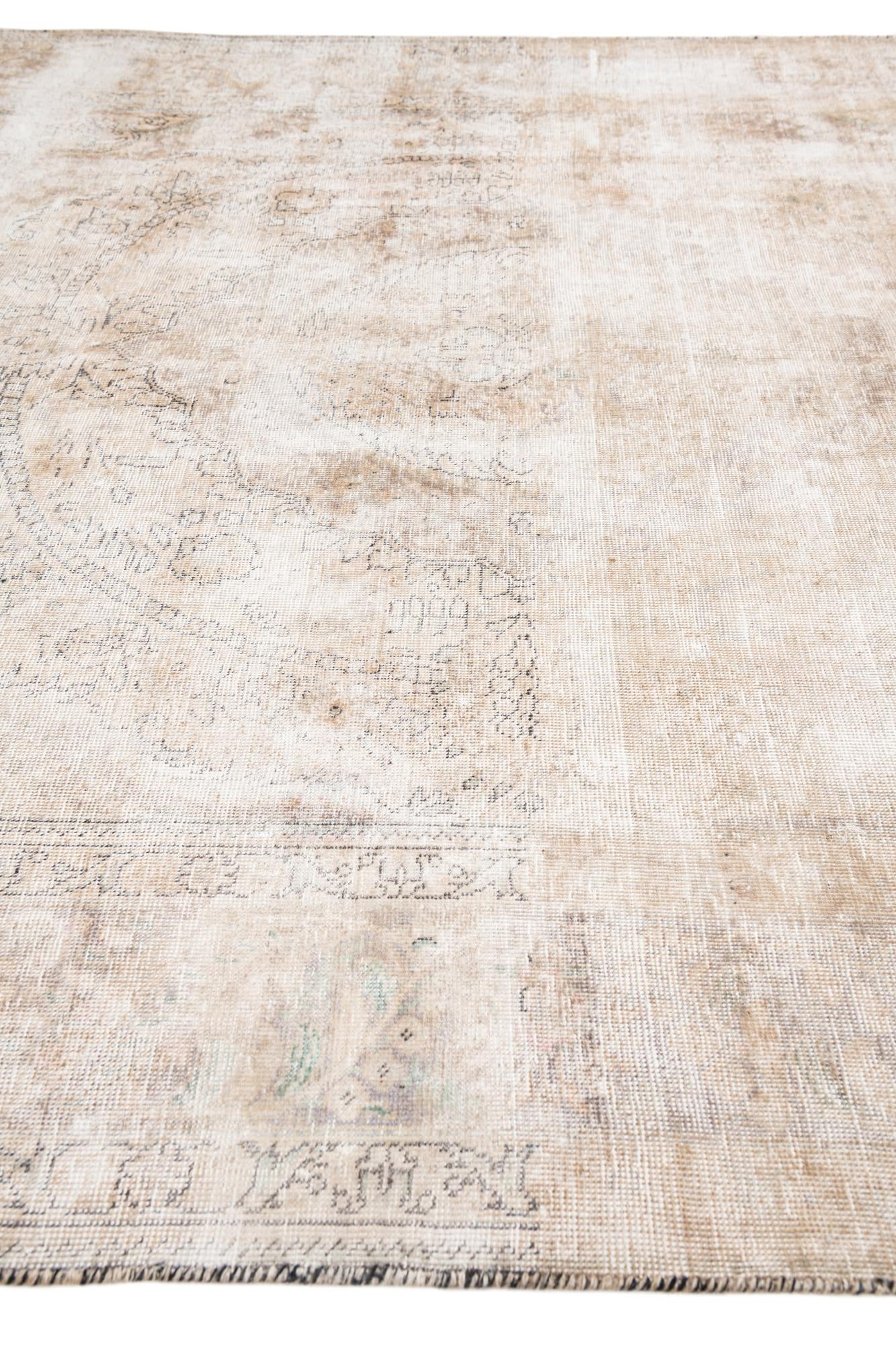 6' 9 x 9' 7 Hand Knotted Ultra Vintage Persian Wool Rug