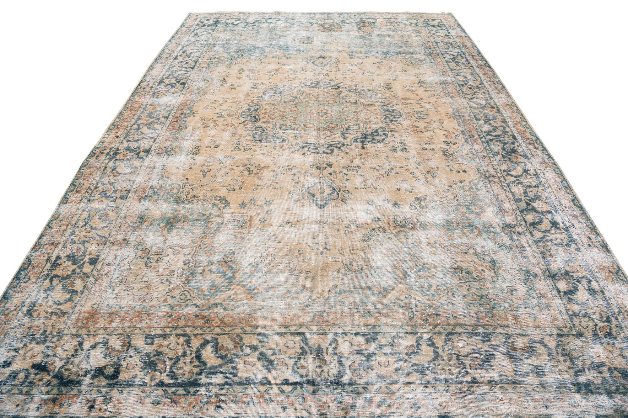 8' 1 x 12' Hand Knotted Ultra Vintage Persian Wool Rug