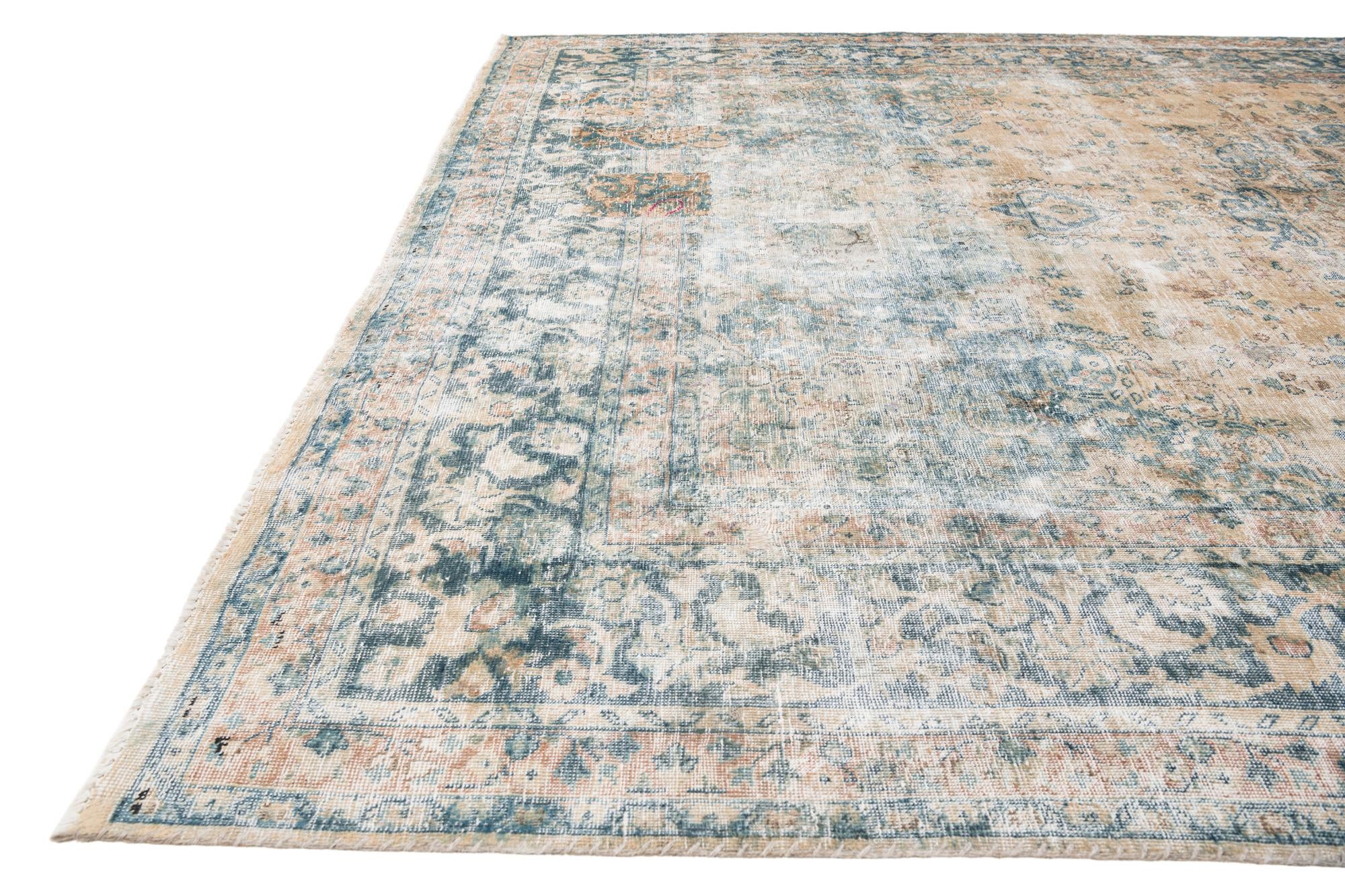 8' 1 x 12' Hand Knotted Ultra Vintage Persian Wool Rug