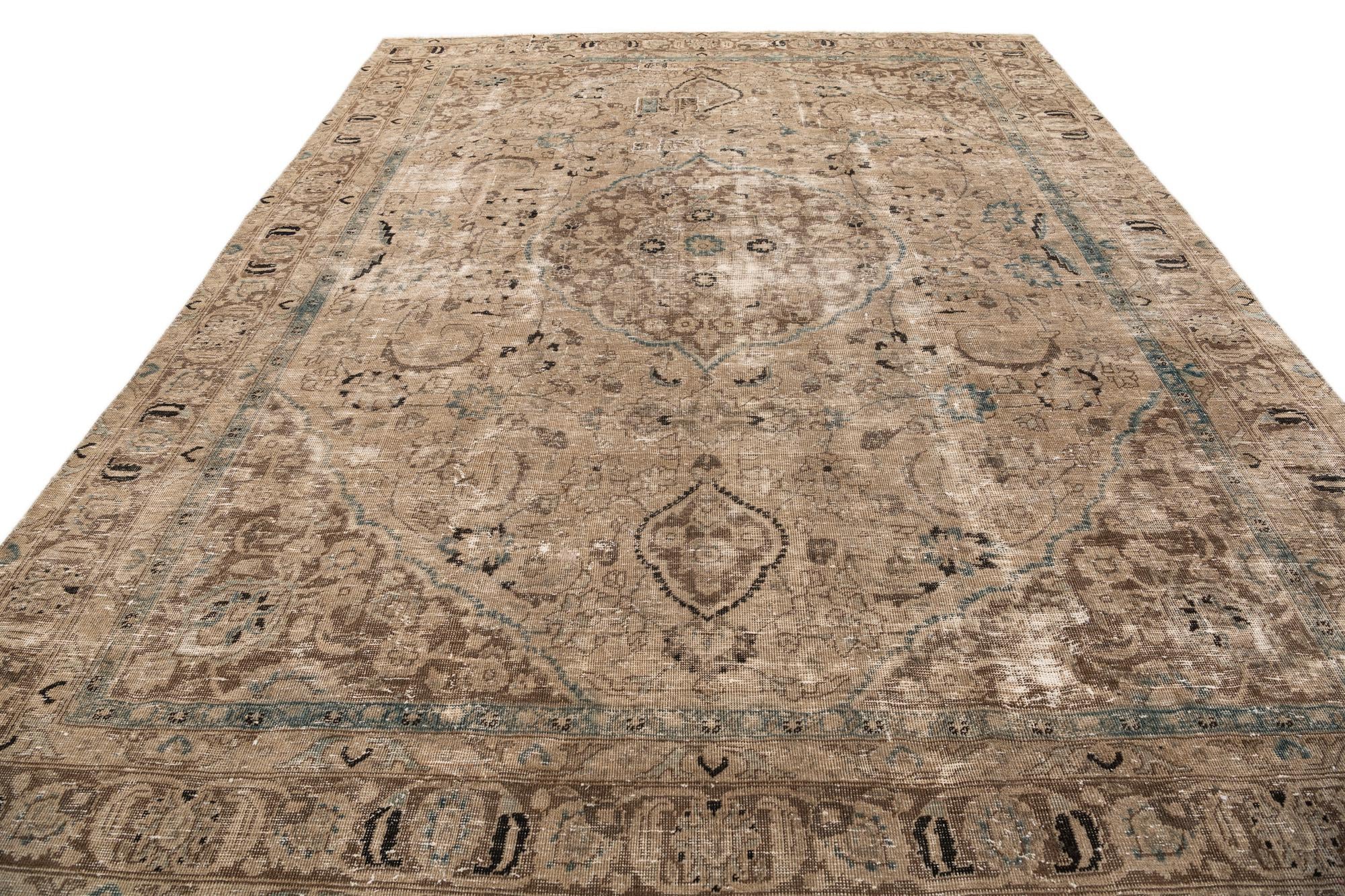 9' x 11' 6 Hand Knotted Ultra Vintage Persian Wool Rug