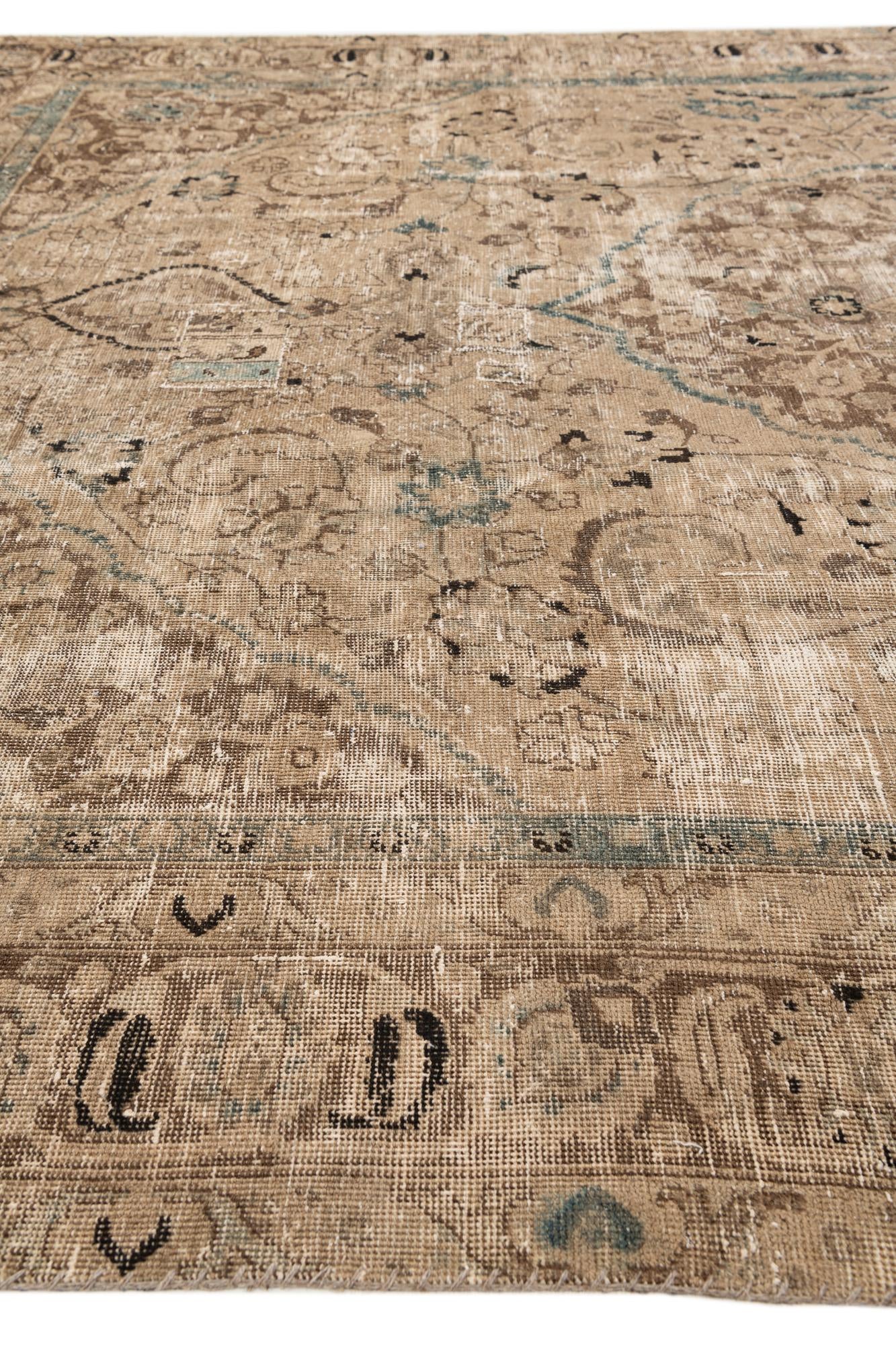 9' x 11' 6 Hand Knotted Ultra Vintage Persian Wool Rug