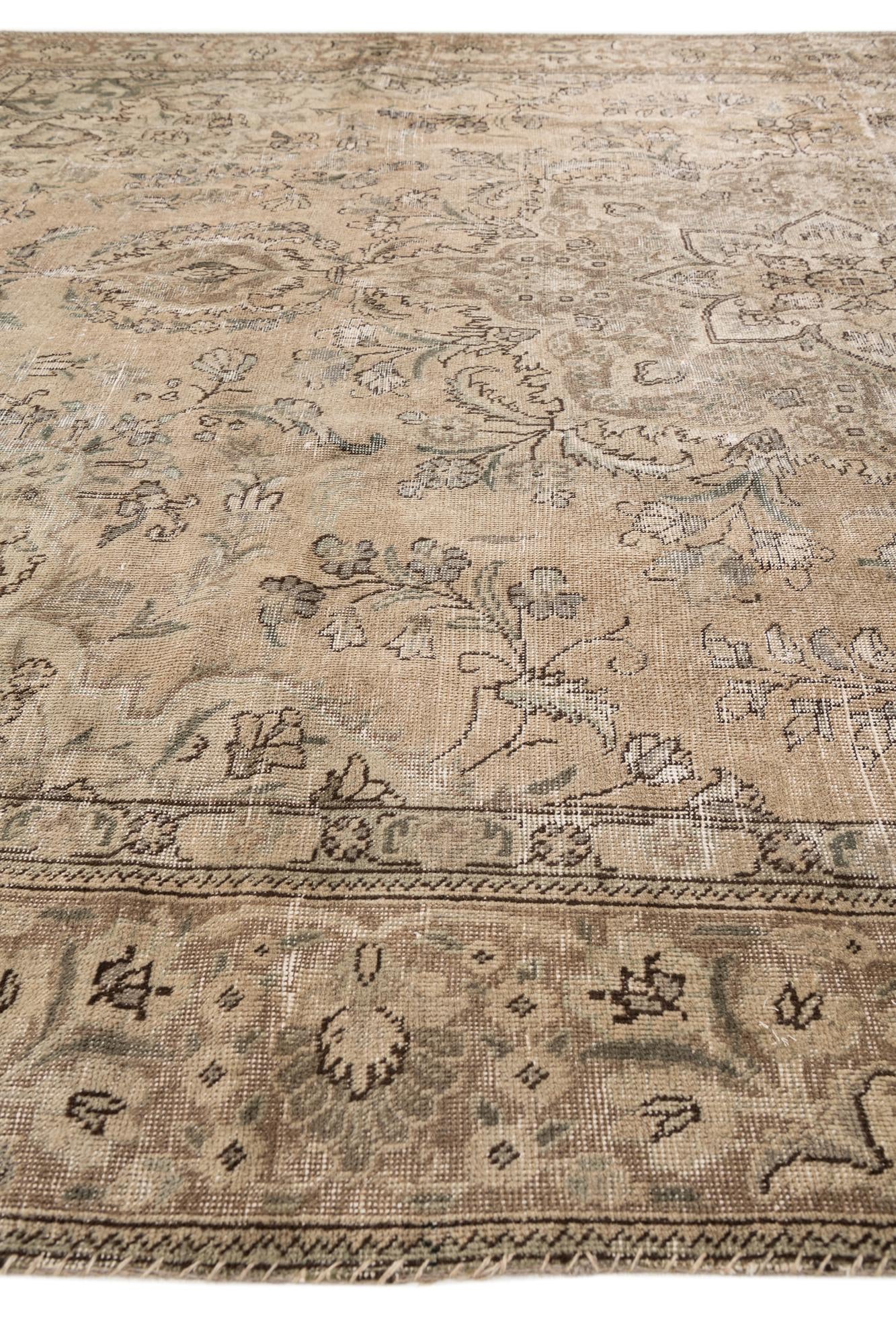 9' 3 x 11' 2 Hand Knotted Ultra Vintage Persian Wool Rug