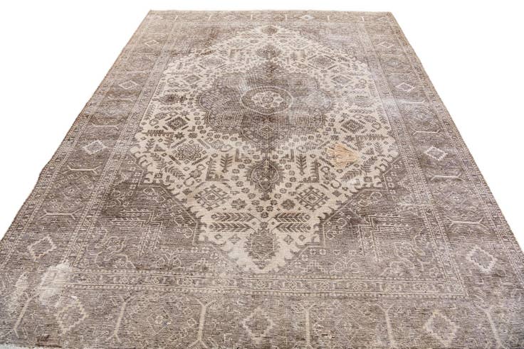 Detail image of 6' 7 x 9' Hand Knotted Ultra Vintage Persian Wool Rug