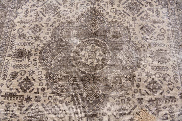 Detail image of 6' 7 x 9' Hand Knotted Ultra Vintage Persian Wool Rug