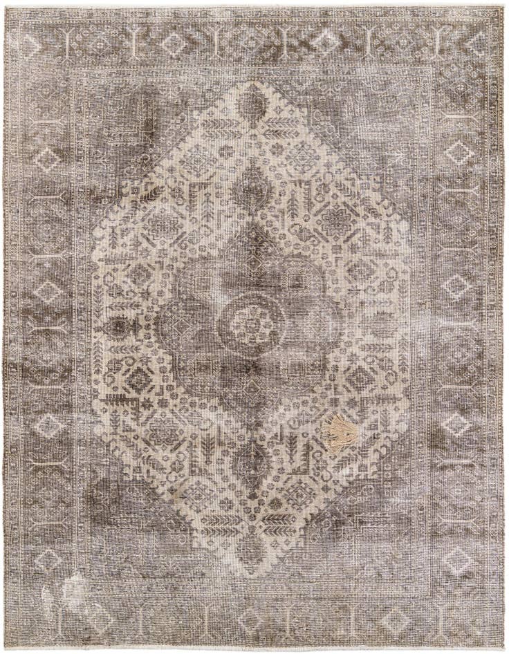 Detail image of 6' 7 x 9' Hand Knotted Ultra Vintage Persian Wool Rug