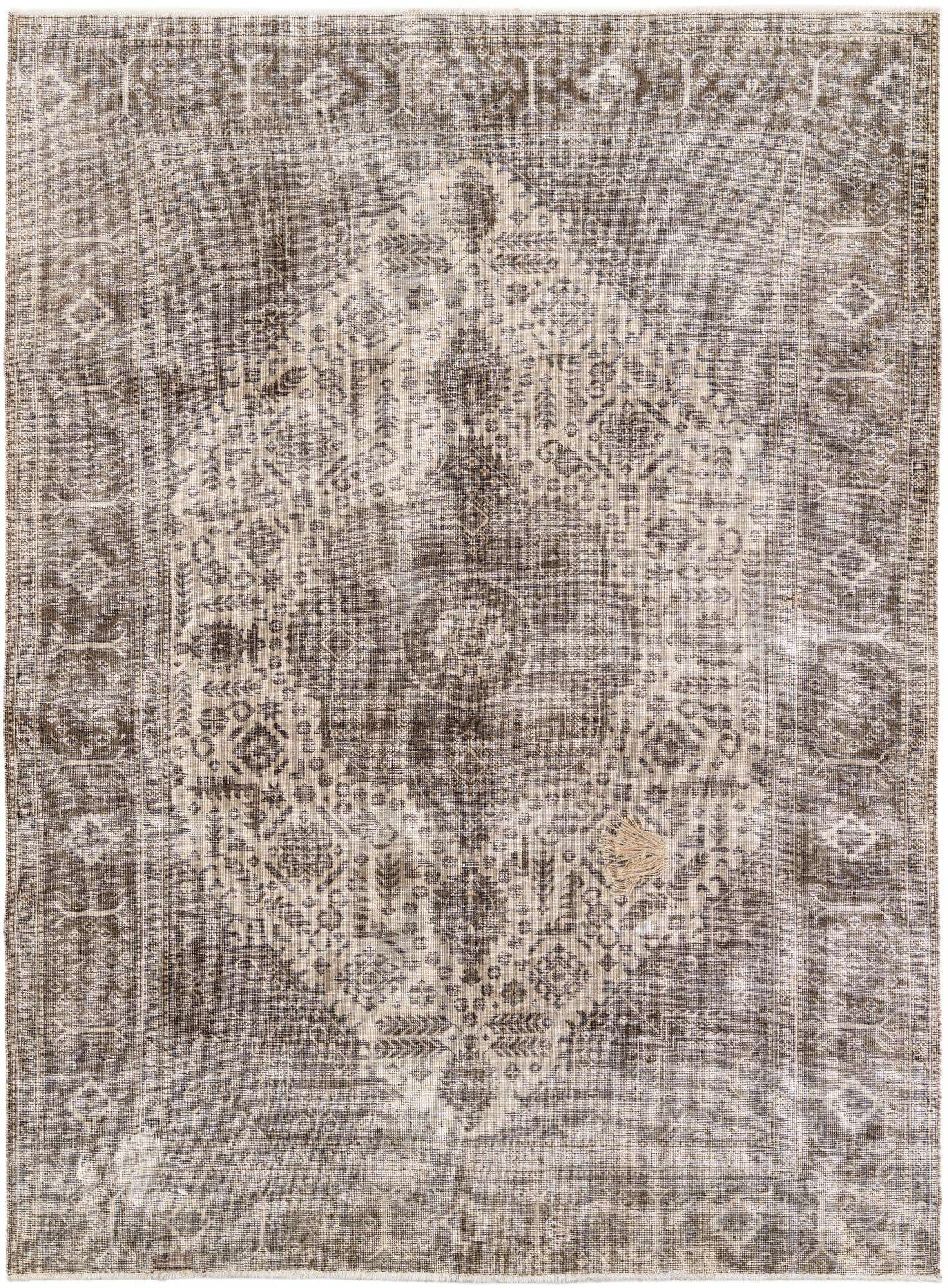 6' 7 x 9' Hand Knotted Ultra Vintage Persian Wool Rug