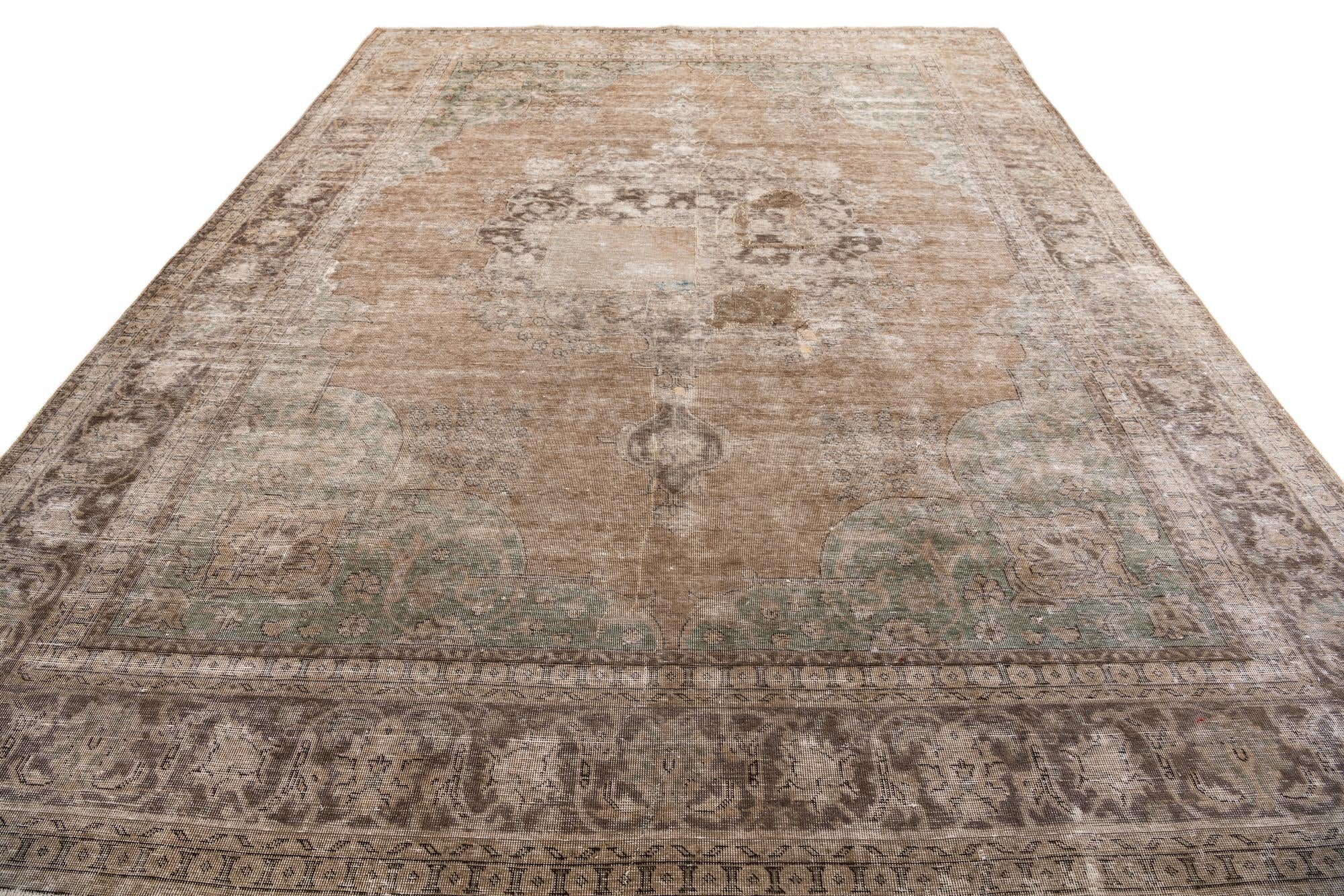 10' x 13' Hand Knotted Ultra Vintage Persian Wool Rug