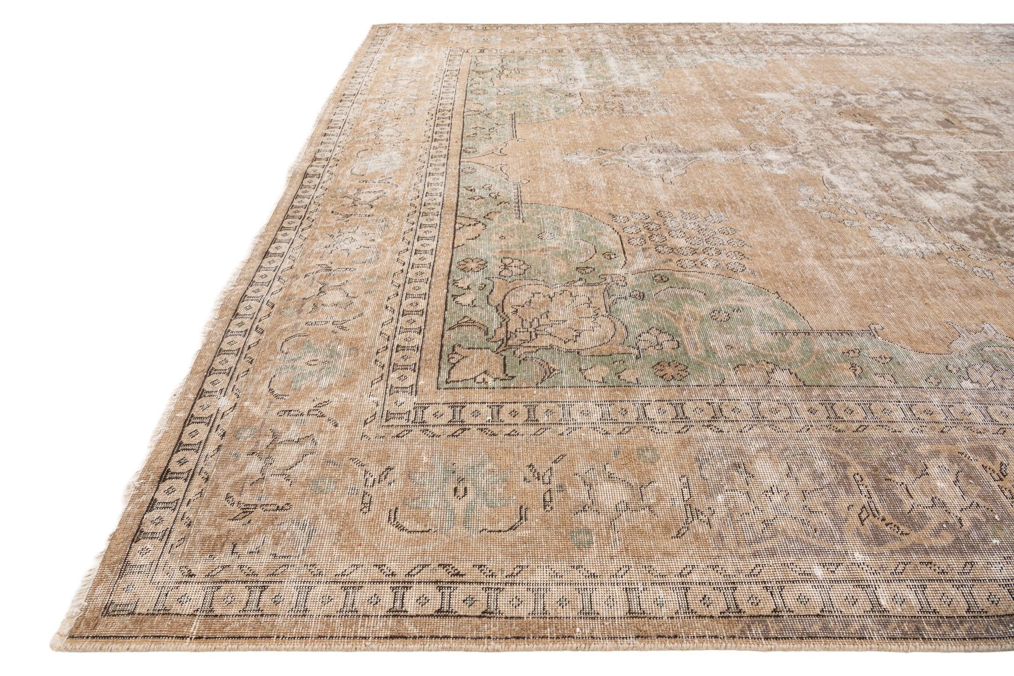 10' x 13' Hand Knotted Ultra Vintage Persian Wool Rug