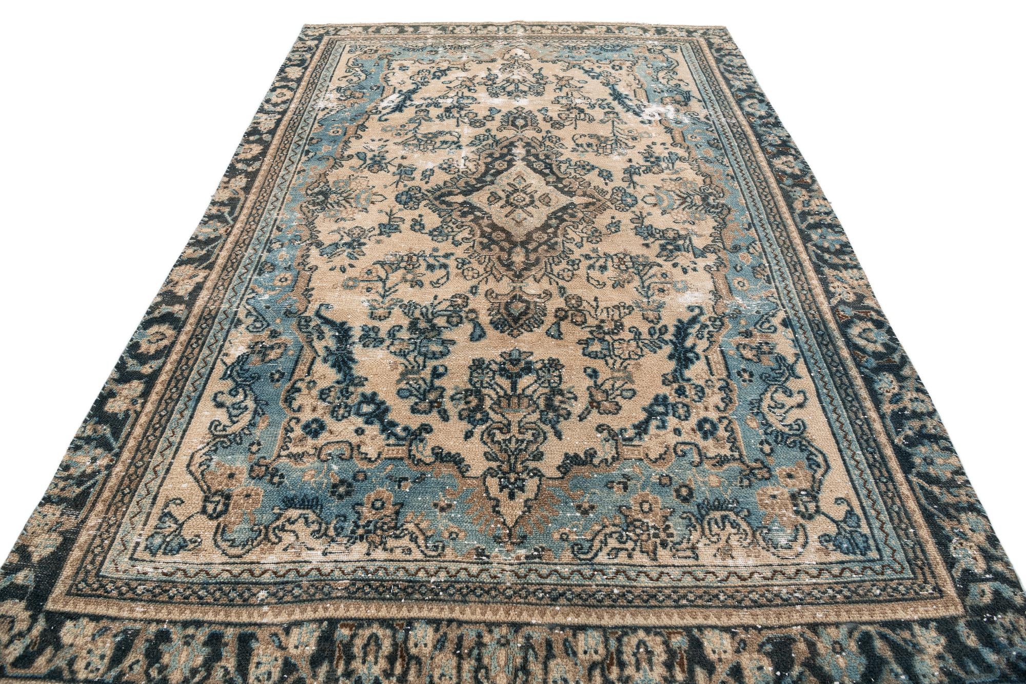 6' 3 x 9' 9 Hand Knotted Ultra Vintage Persian Wool Rug