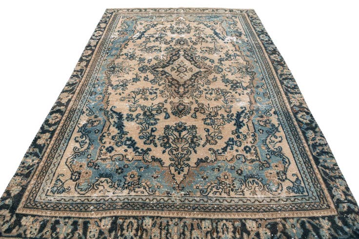 Detail image of 6' 3 x 9' 9 Hand Knotted Ultra Vintage Persian Wool Rug