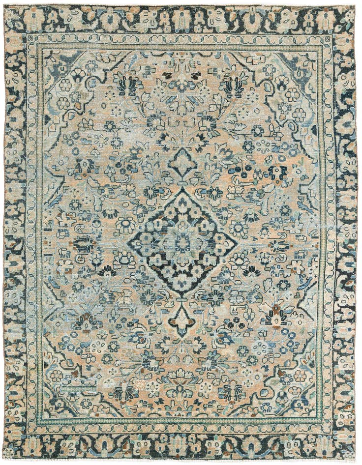 Detail image of 6' 5 x 9' 6 Hand Knotted Ultra Vintage Persian Wool Rug