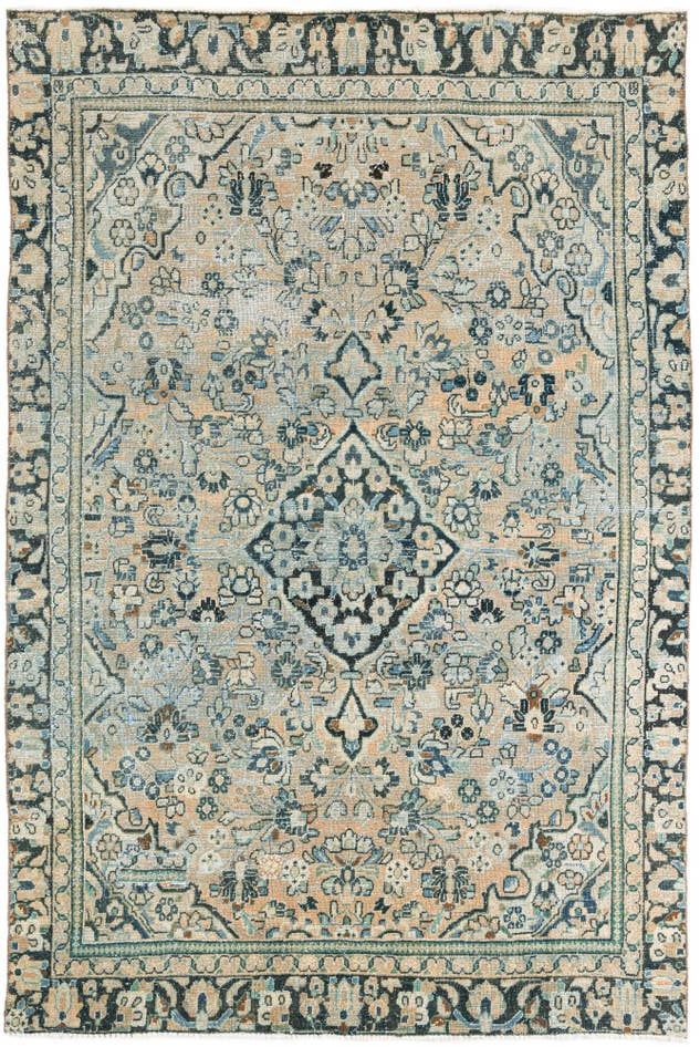 Detail image of 6' 5 x 9' 6 Hand Knotted Ultra Vintage Persian Wool Rug