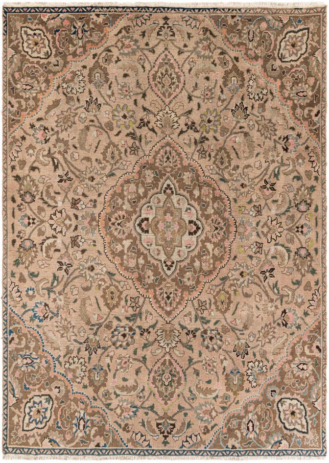 Detail image of 7' 1 x 9' 9 Hand Knotted Ultra Vintage Persian Wool Rug