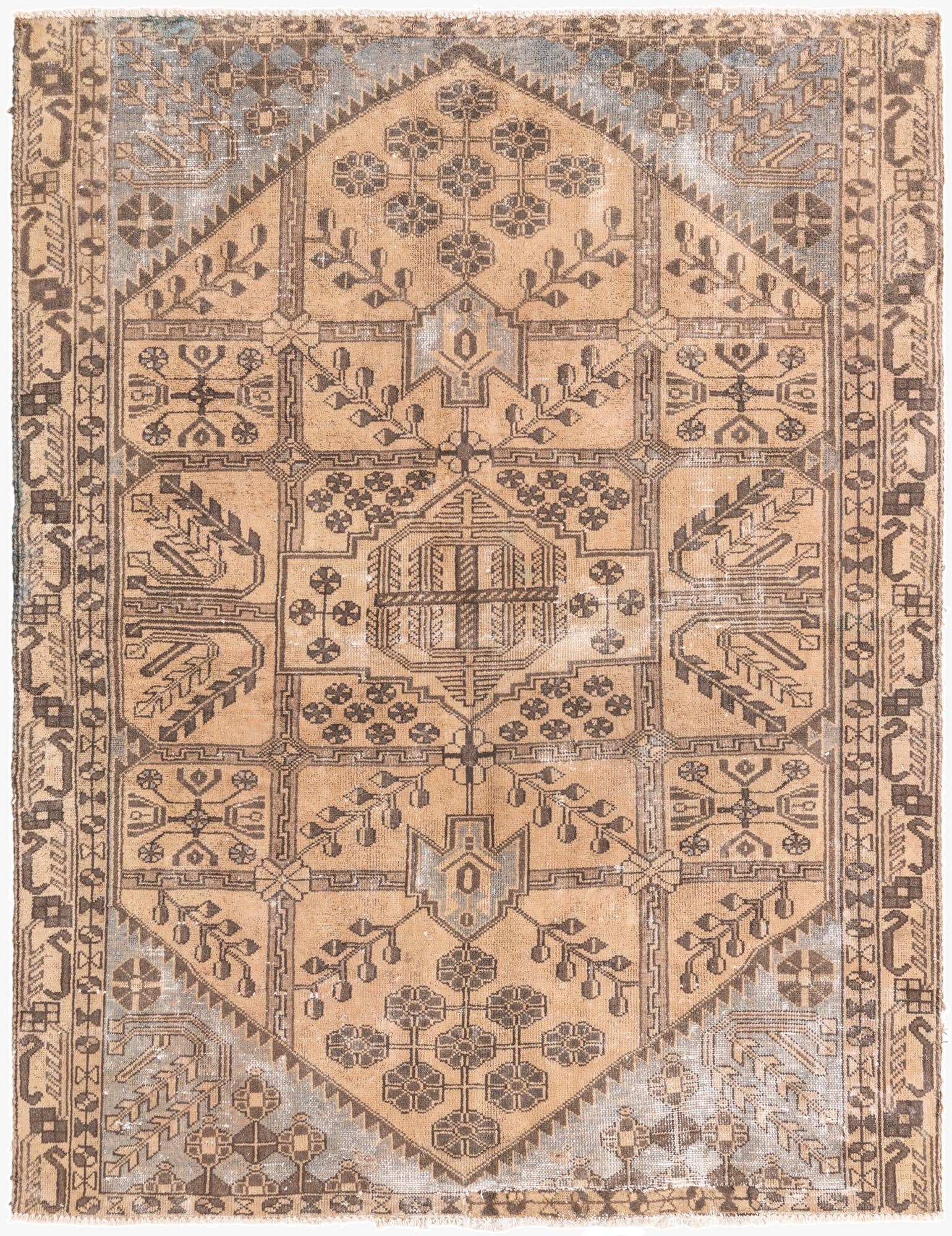 4' 9 x 6'  Hand Knotted Ultra Vintage Persian Wool Rug