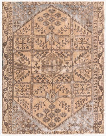 4' 9 x 6' Hand Knotted Ultra Vintage Persian Wool Rug