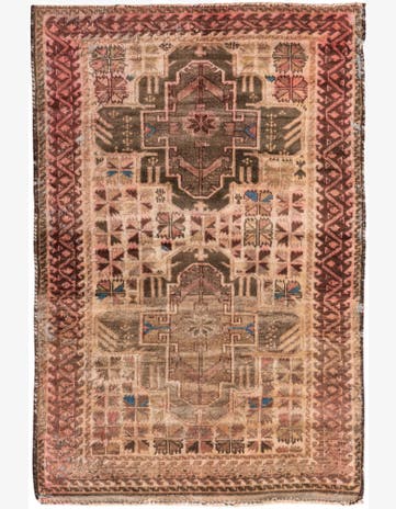 2' 10 x 4' 3 Hand Knotted Ultra Vintage Persian Wool Rug