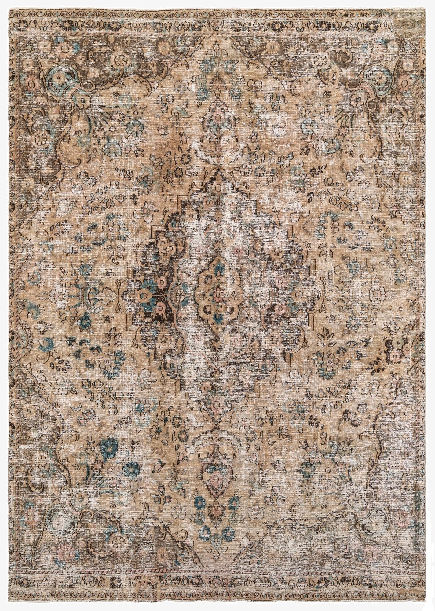 7' 2 x 10' 2  Hand Knotted Ultra Vintage Persian Wool Rug