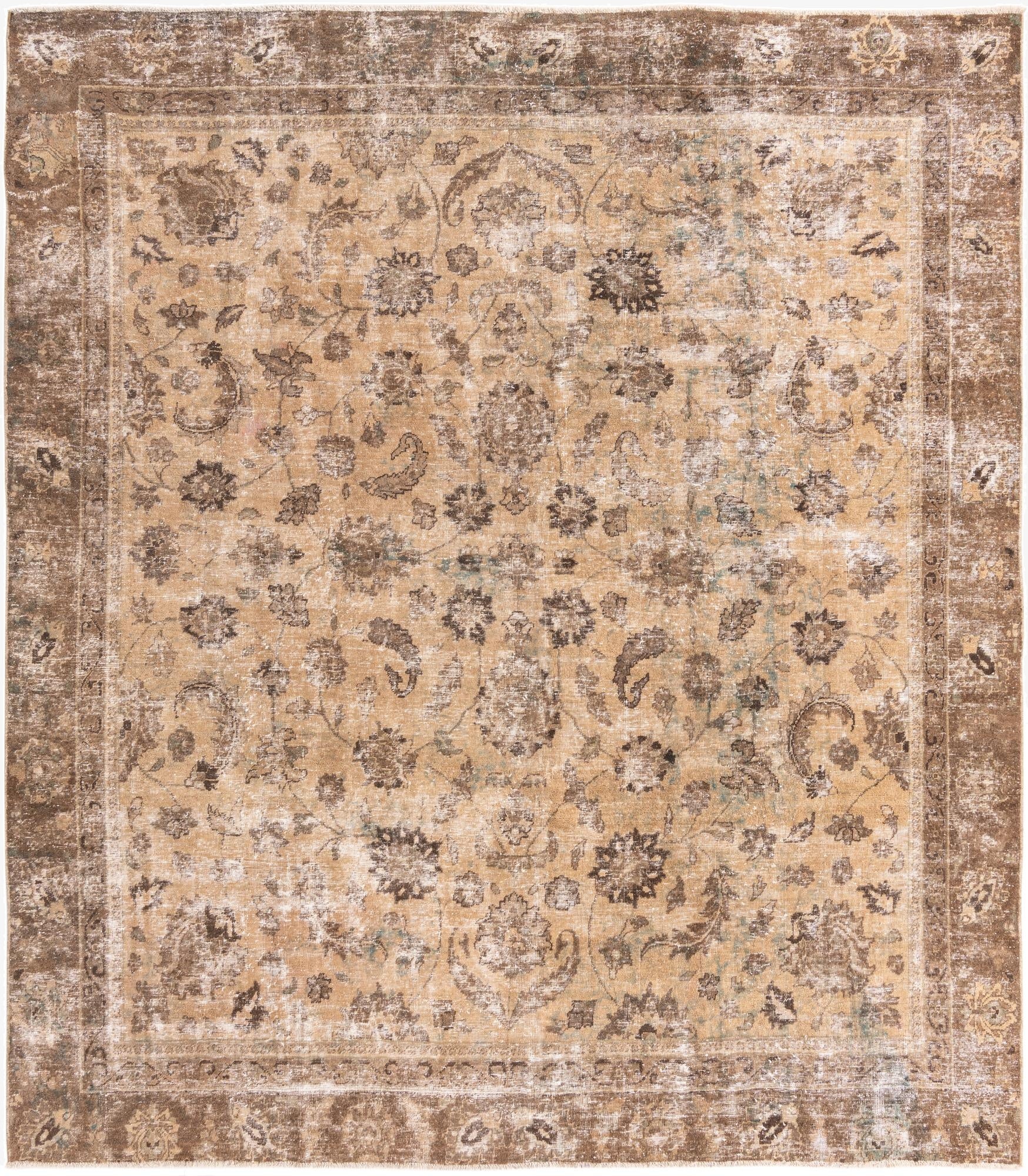 9' x 10' 2  Hand Knotted Ultra Vintage Persian Wool Rug