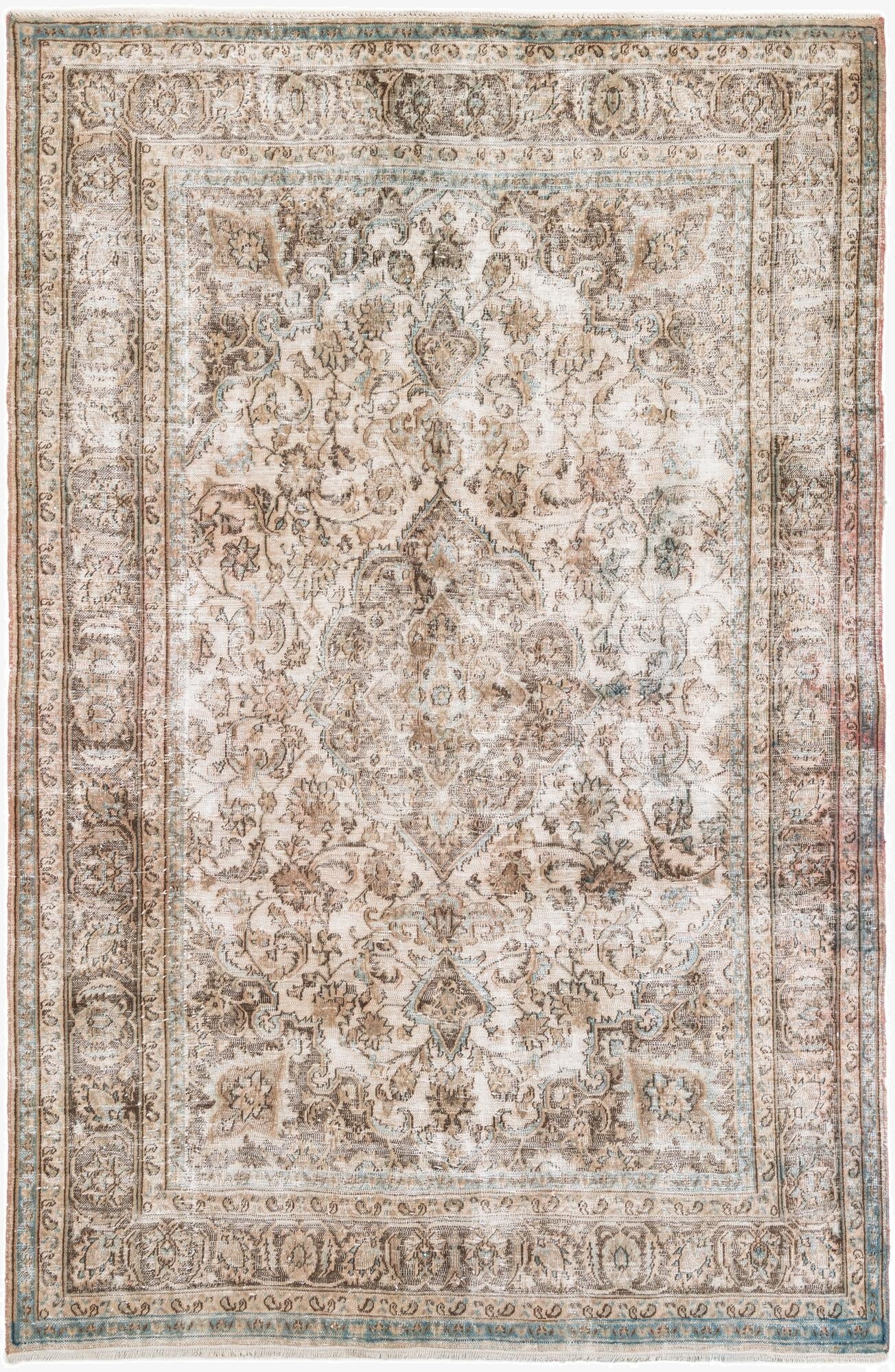 6' 4 x 9' 8  Hand Knotted Ultra Vintage Persian Wool Rug
