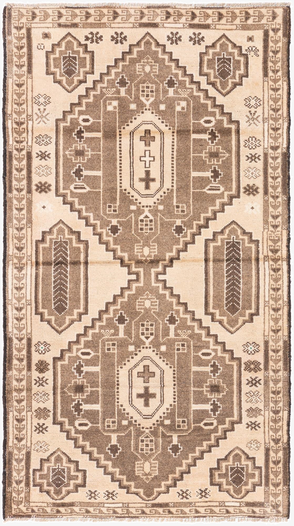 3' 4 x 6'  Hand Knotted Ultra Vintage Persian Wool Rug