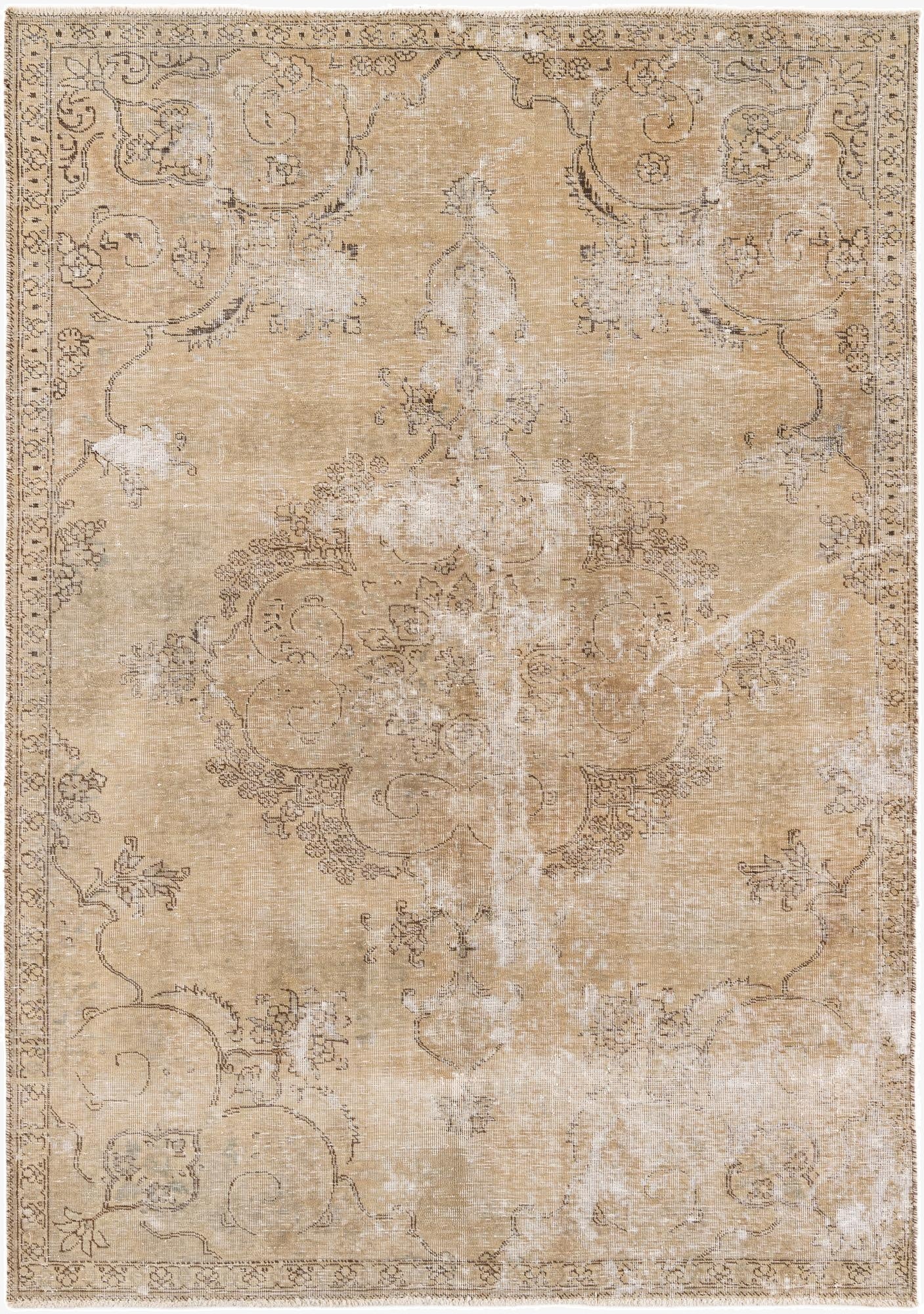 6' x 8' 7  Hand Knotted Ultra Vintage Persian Wool Rug