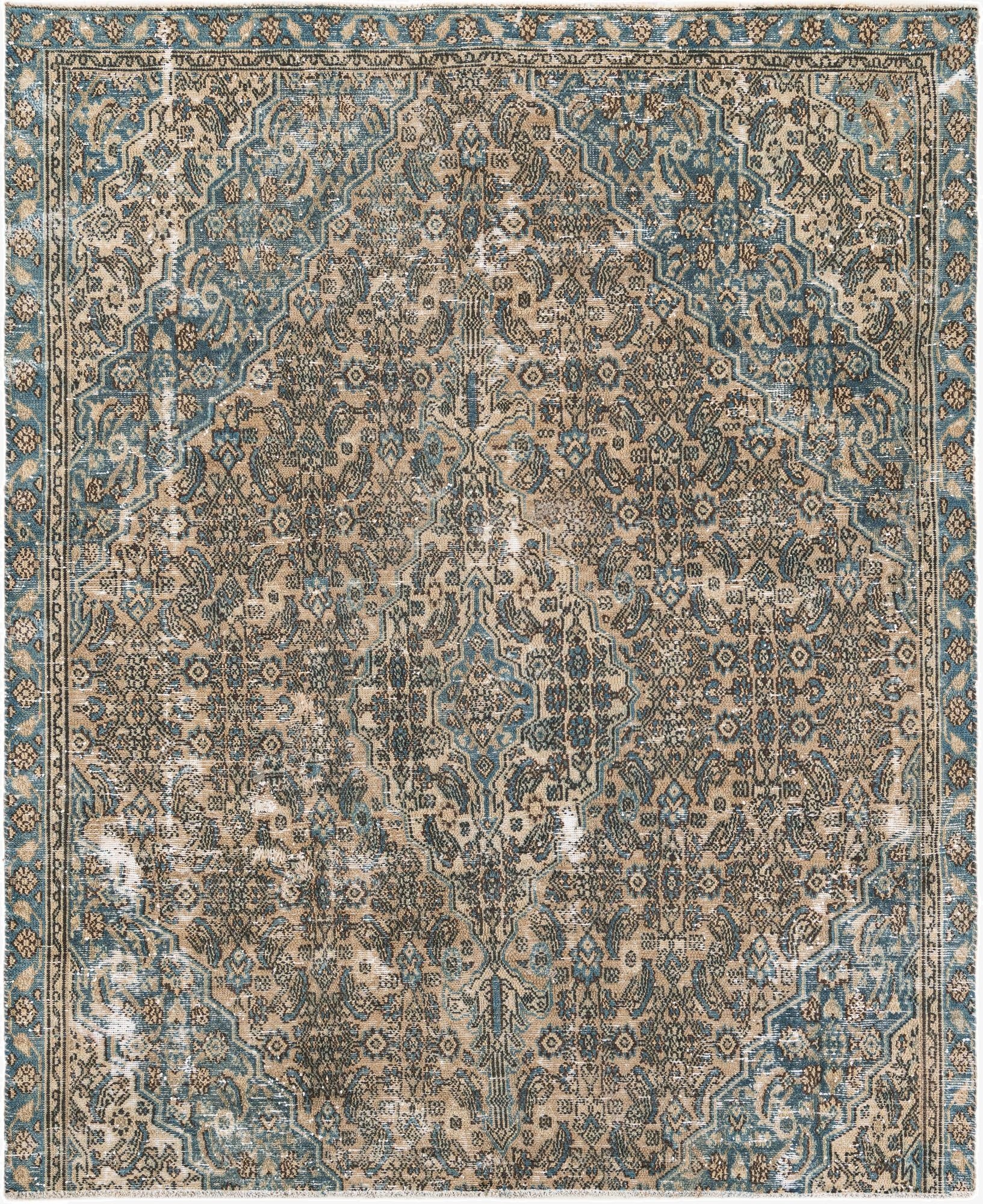 6' 7 x 8'  Hand Knotted Ultra Vintage Persian Wool Rug