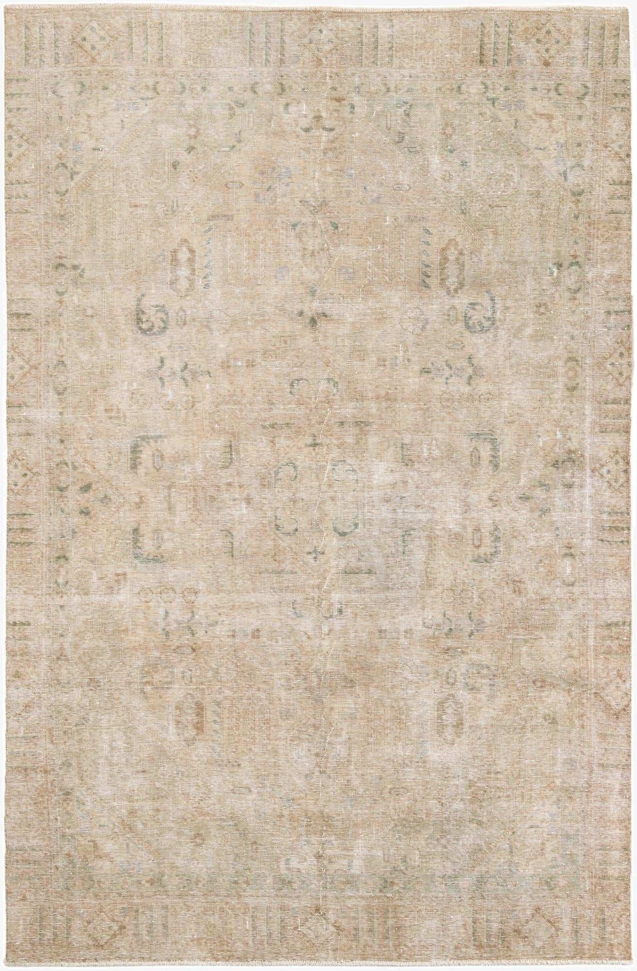 7' x 10' 9  Hand Knotted Ultra Vintage Persian Wool Rug