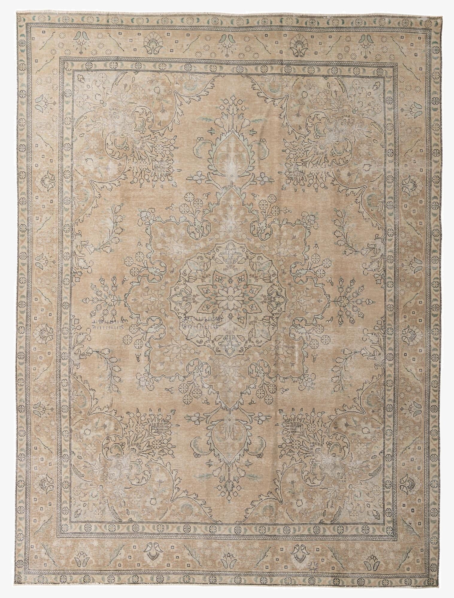 9' 5 x 12' 10  Hand Knotted Ultra Vintage Persian Wool Rug