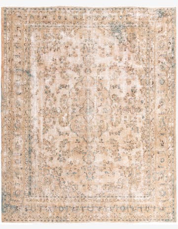 9' 10 x 12' Hand Knotted Ultra Vintage Persian Wool Rug