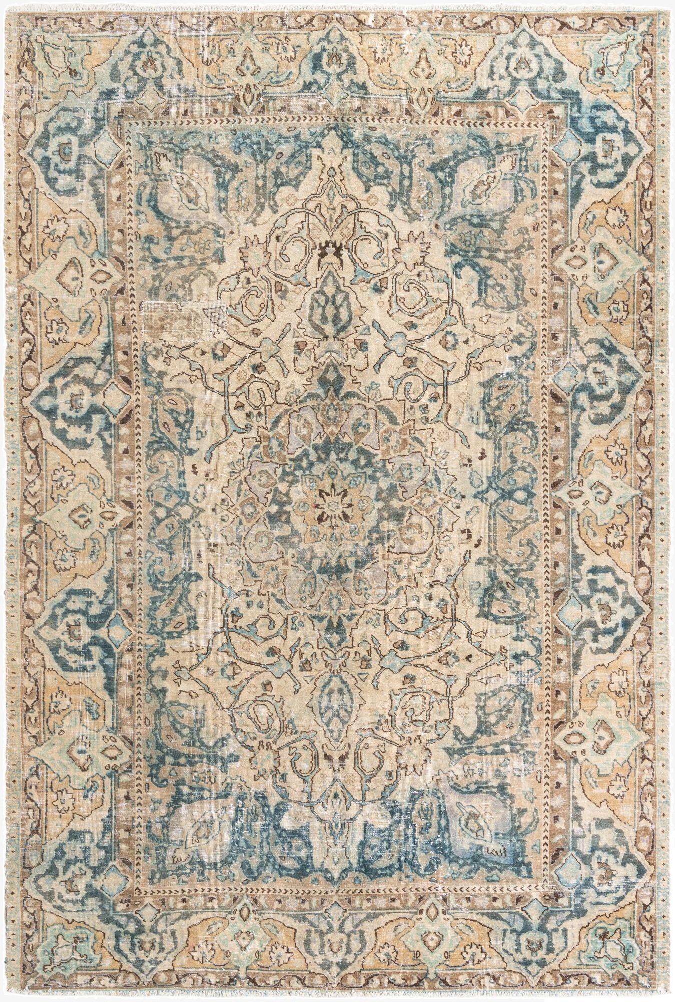 6' 3 x 9' 7  Hand Knotted Ultra Vintage Persian Wool Rug