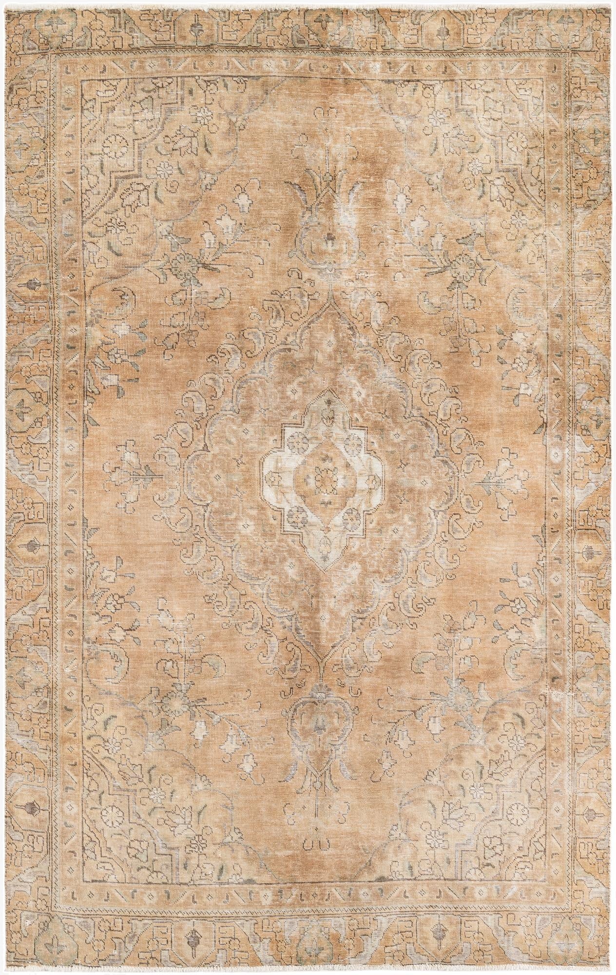 6' x 9' 6  Hand Knotted Ultra Vintage Persian Wool Rug