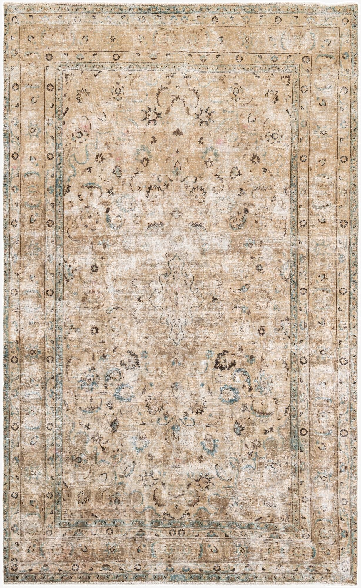 6' 3 x 10' 1  Hand Knotted Ultra Vintage Persian Wool Rug