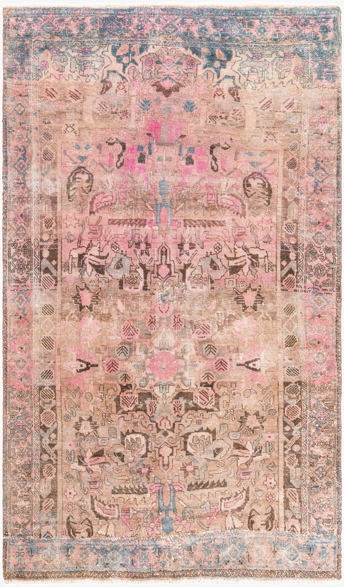 127cm x 213cm  Hand Knotted Ultra Vintage Persa Wool Alfombra