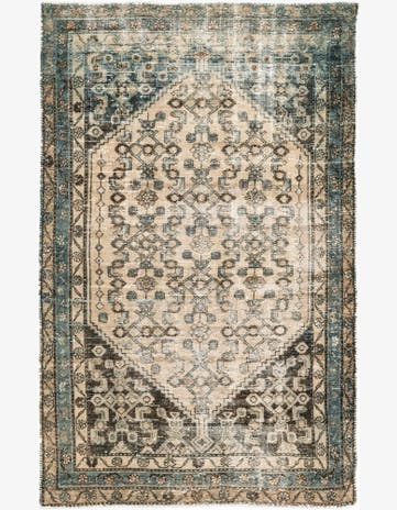 4' 3 x 6' 9 Hand Knotted Ultra Vintage Persian Wool Rug