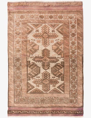 2' 10 x 4' 3 Hand Knotted Ultra Vintage Persian Wool Rug