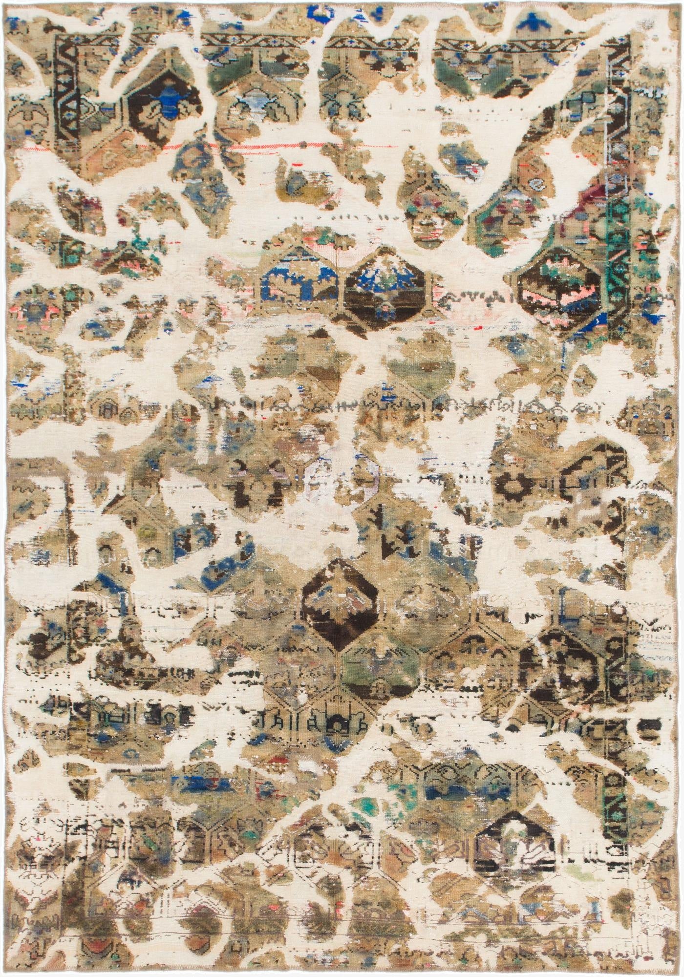 6' 2 x 8' 10  Hand Knotted Ultra Vintage Persian Wool Rug