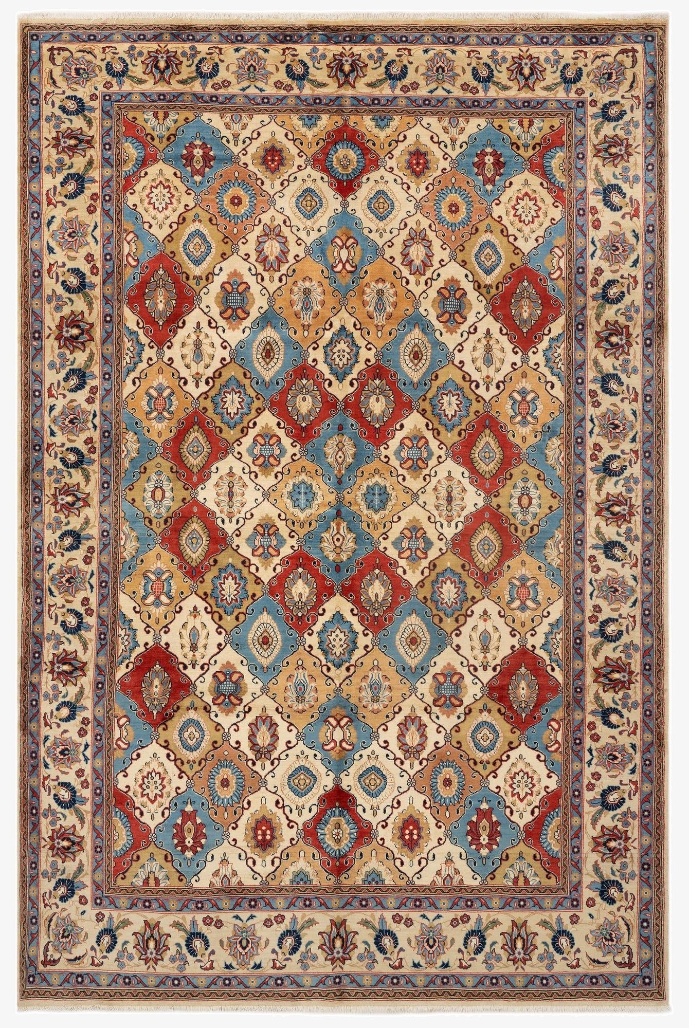 6' 6 x 9' 8  Hand Knotted Veramin Persian Wool Rug