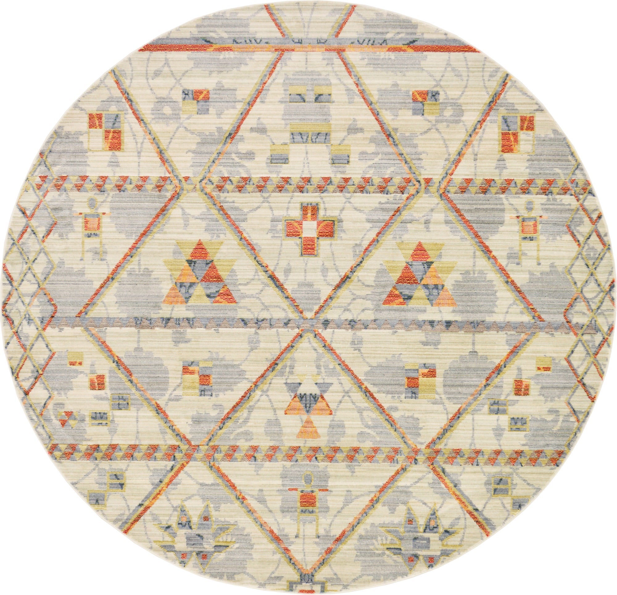 Beige Aqua Tapis Rond