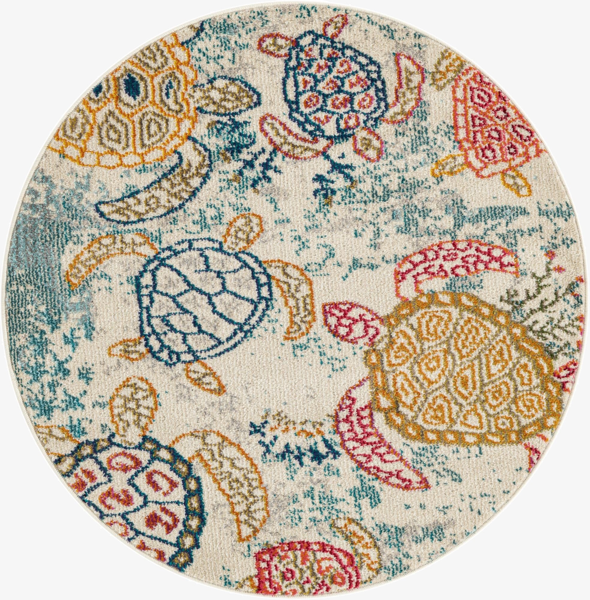 3' 3 x 3' 3 Washable Amalfi Round Rug