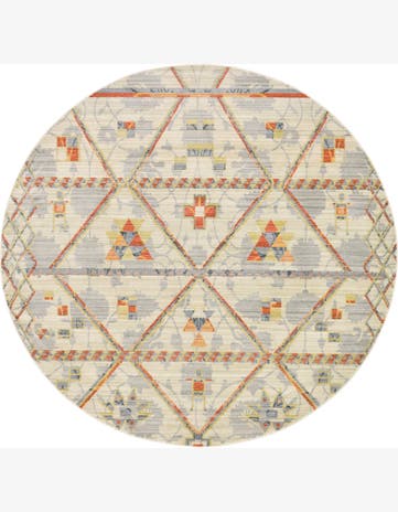 Beige Aqua Round Rug