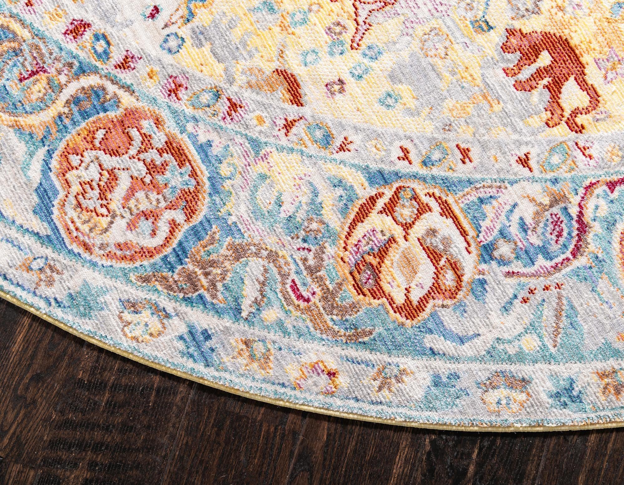 8' x 8' Aqua Round Rug